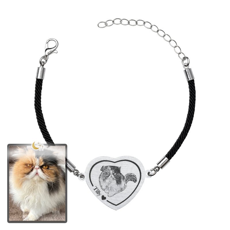 Adjustable Heart Cat Memorial Bracelet - Dazzle Wears