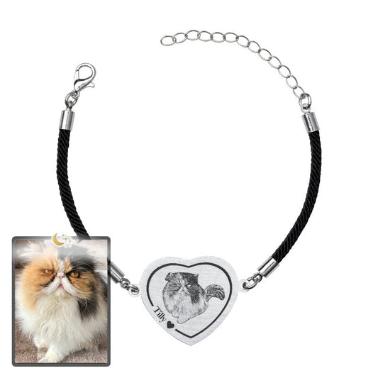 Adjustable Heart Cat Memorial Bracelet - Dazzle Wears