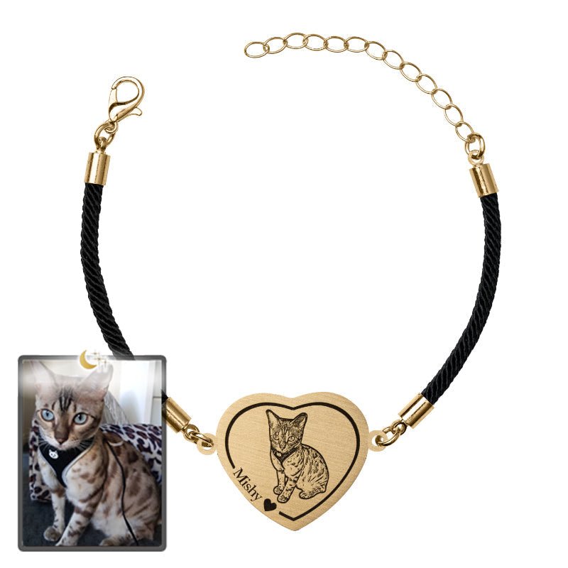 Adjustable Heart Cat Memorial Bracelet - Dazzle Wears