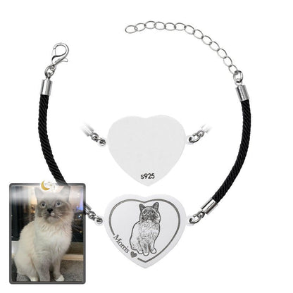 Adjustable Heart Cat Memorial Bracelet - Dazzle Wears