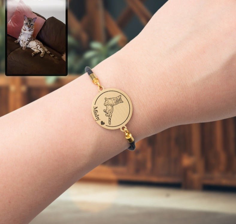 Adjustable Medallion Cat Memorial Bracelet - Dazzle Wears