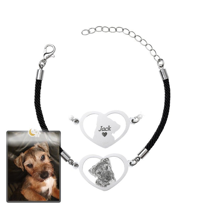 Adjustable Silhouette Halo-Heart Life-Like Dog Bracelet - Dazzle Wears