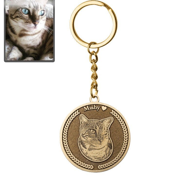 Embossed Medallion Cat Memorial Keychain - Dazzle Wears