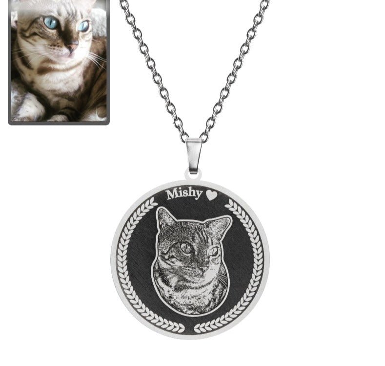 Embossed Medallion Cat Memorial Necklace - Dazzle Wears