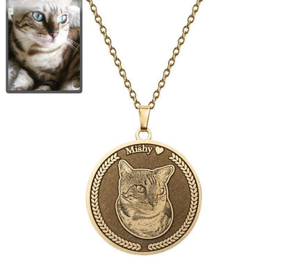 Embossed Medallion Cat Memorial Necklace - Dazzle Wears