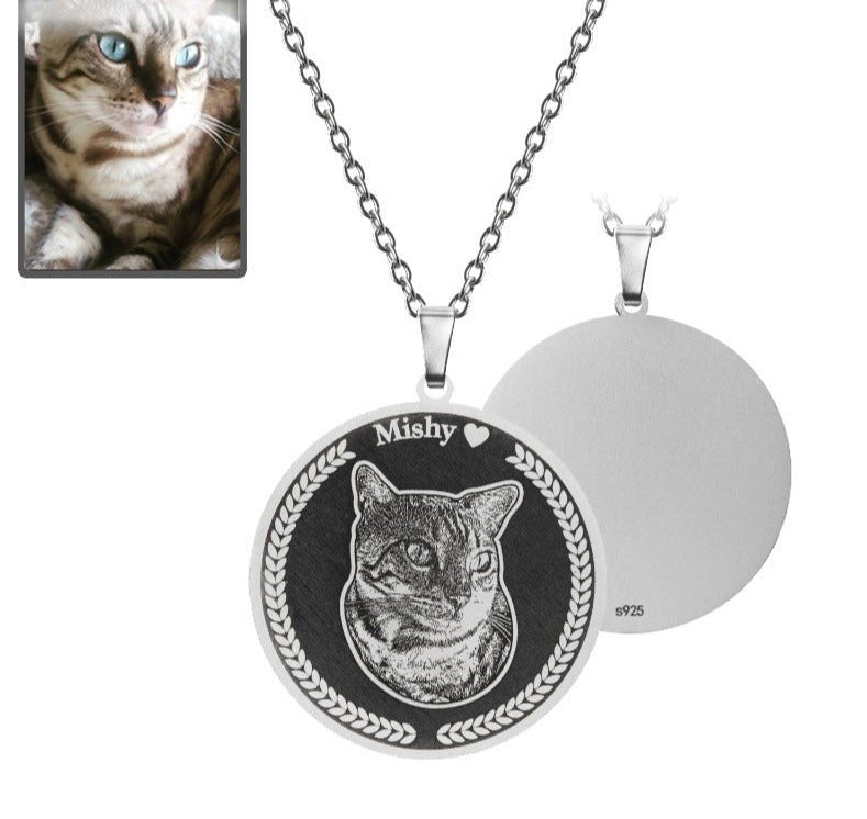 Embossed Medallion Cat Memorial Necklace - Dazzle Wears