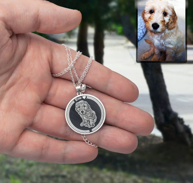 Embossed Medallion Dog Memorial Necklace - Dazzle Wears