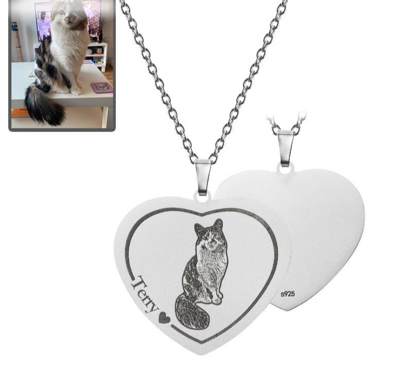 Heart Cat Memorial Necklace - Dazzle Wears