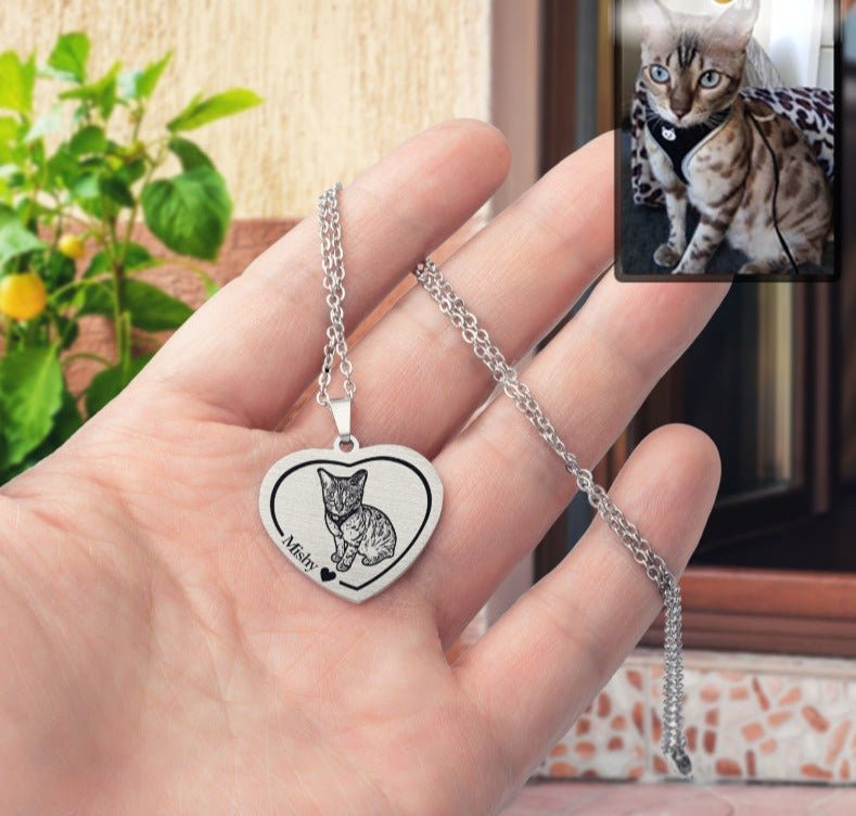 Heart Cat Memorial Necklace - Dazzle Wears