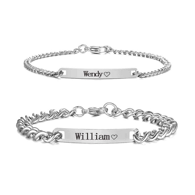 Personalized Engraved Couple Bracelet - W/Rose Box - Dazzle Wears