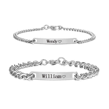 Personalized Engraved Couple Bracelet - W/Rose Box - Dazzle Wears