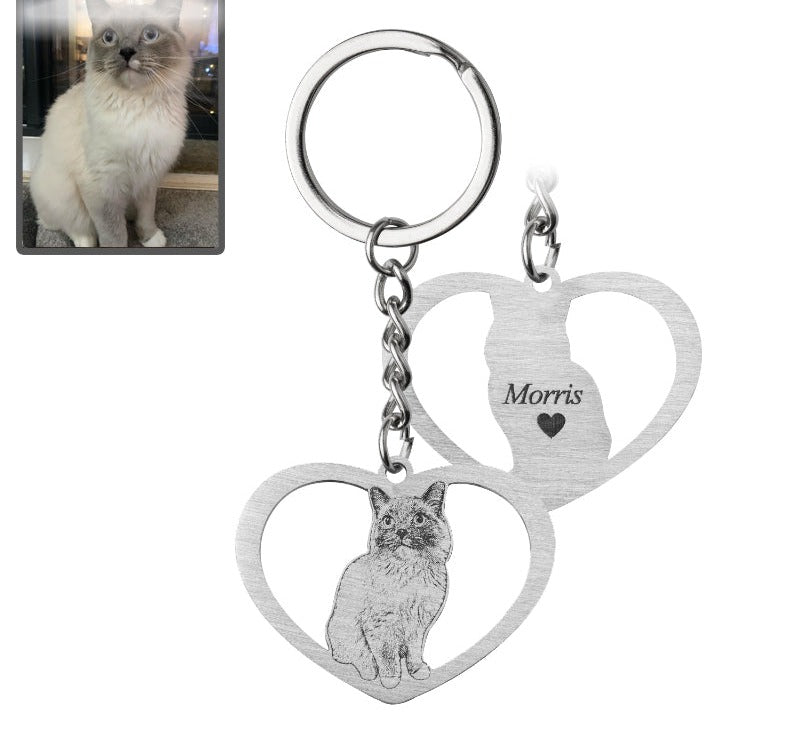 Silhouette Halo-Heart Life-Like Cat Keychain - Dazzle Wears