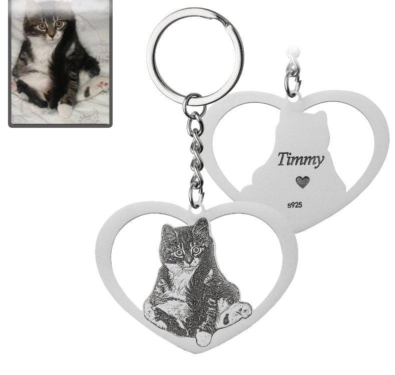 Silhouette Halo-Heart Life-Like Cat Keychain - Dazzle Wears