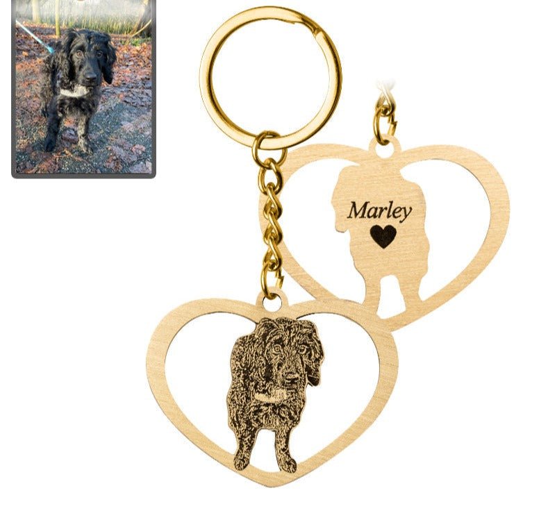 Silhouette Halo-Heart Life-Like Dog Keychain - Dazzle Wears