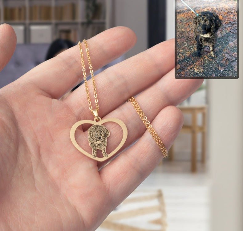 Silhouette Halo-Heart Life-Like Dog Necklace - Dazzle Wears