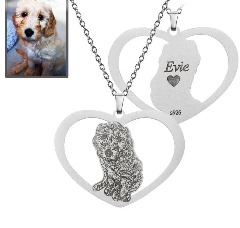 Silhouette Halo-Heart Life-Like Dog Necklace - Dazzle Wears