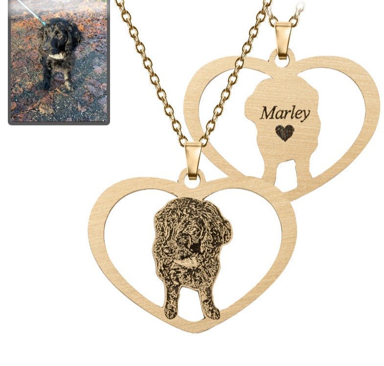 Silhouette Halo-Heart Life-Like Dog Necklace - Dazzle Wears