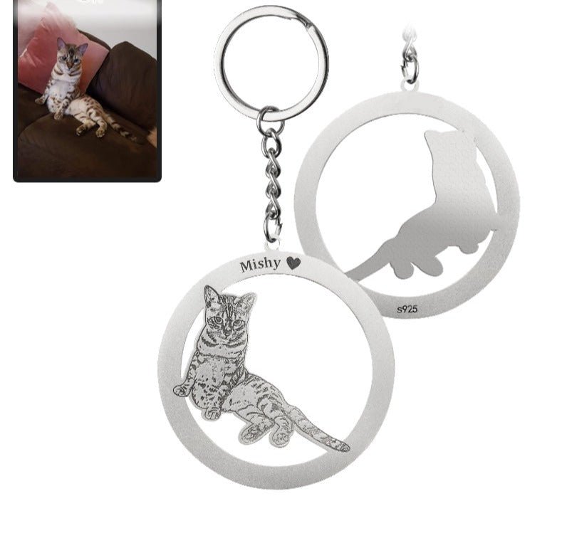 Silhouette Halo Life-Like Cat Keychain - Dazzle Wears